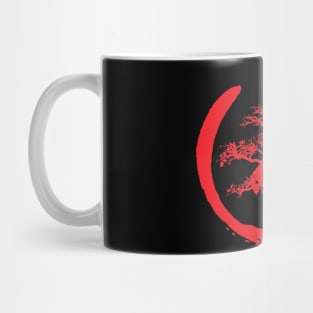 Zen Bonsai Tree in Enso Circle (red) Mug